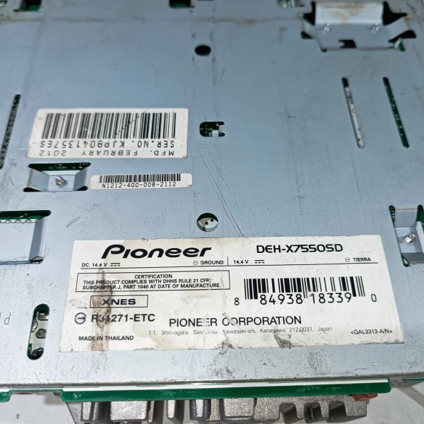Som Pioneer Deh-x7550sd Sem Frente